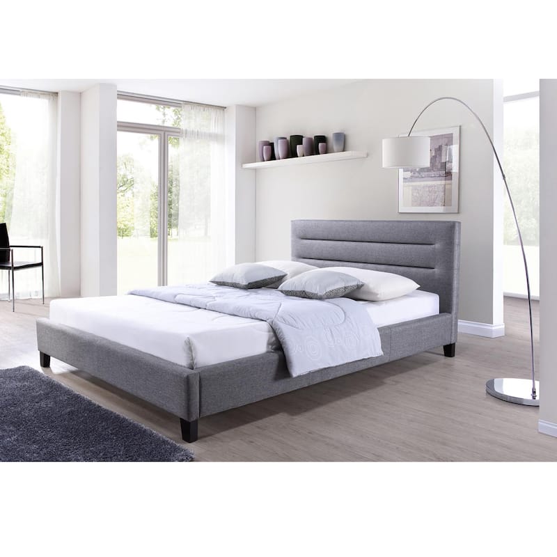 Porch & Den Mildred Grey Fabric Upholstered Platform Bed