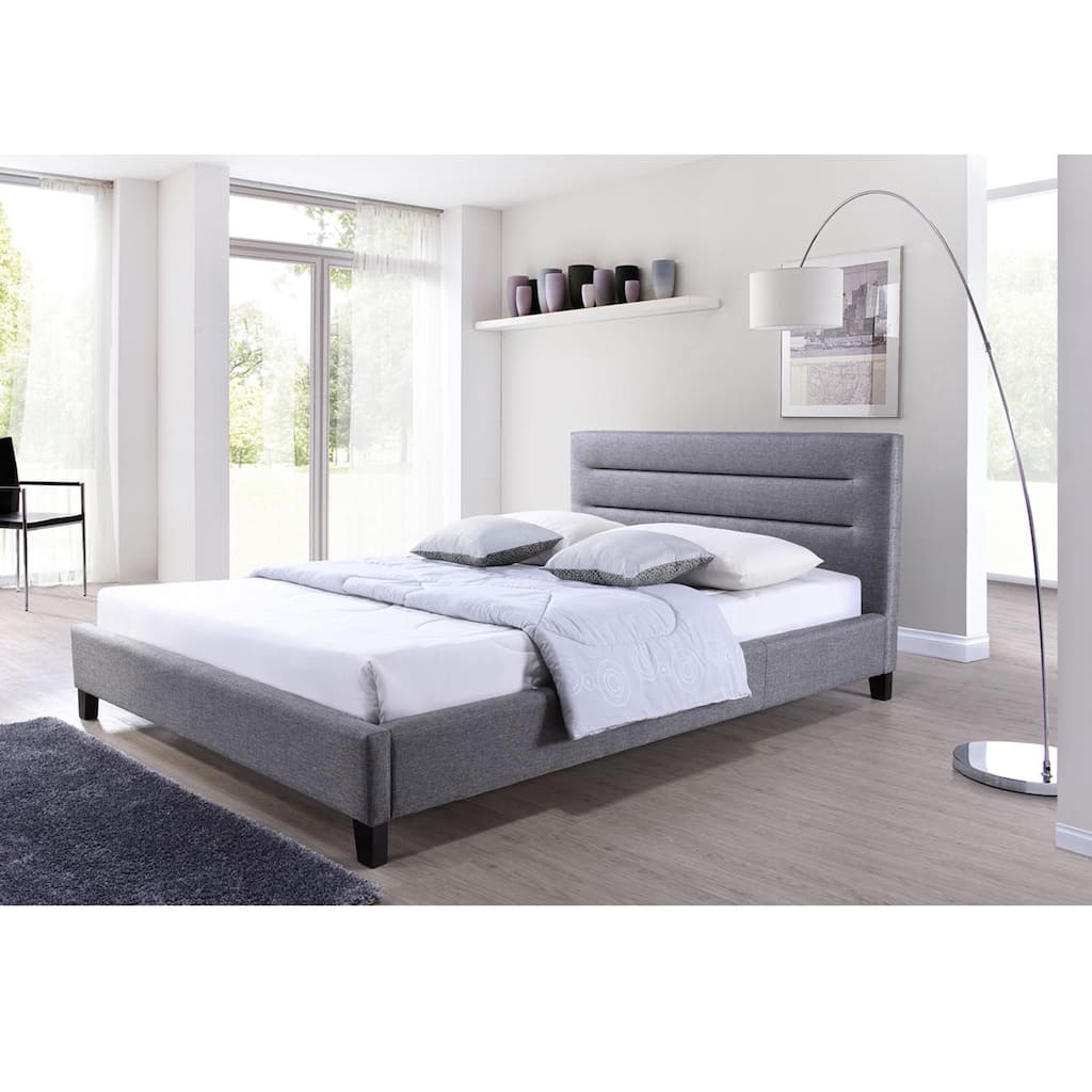 Porch & Den Mildred Grey Fabric Upholstered Platform Bed