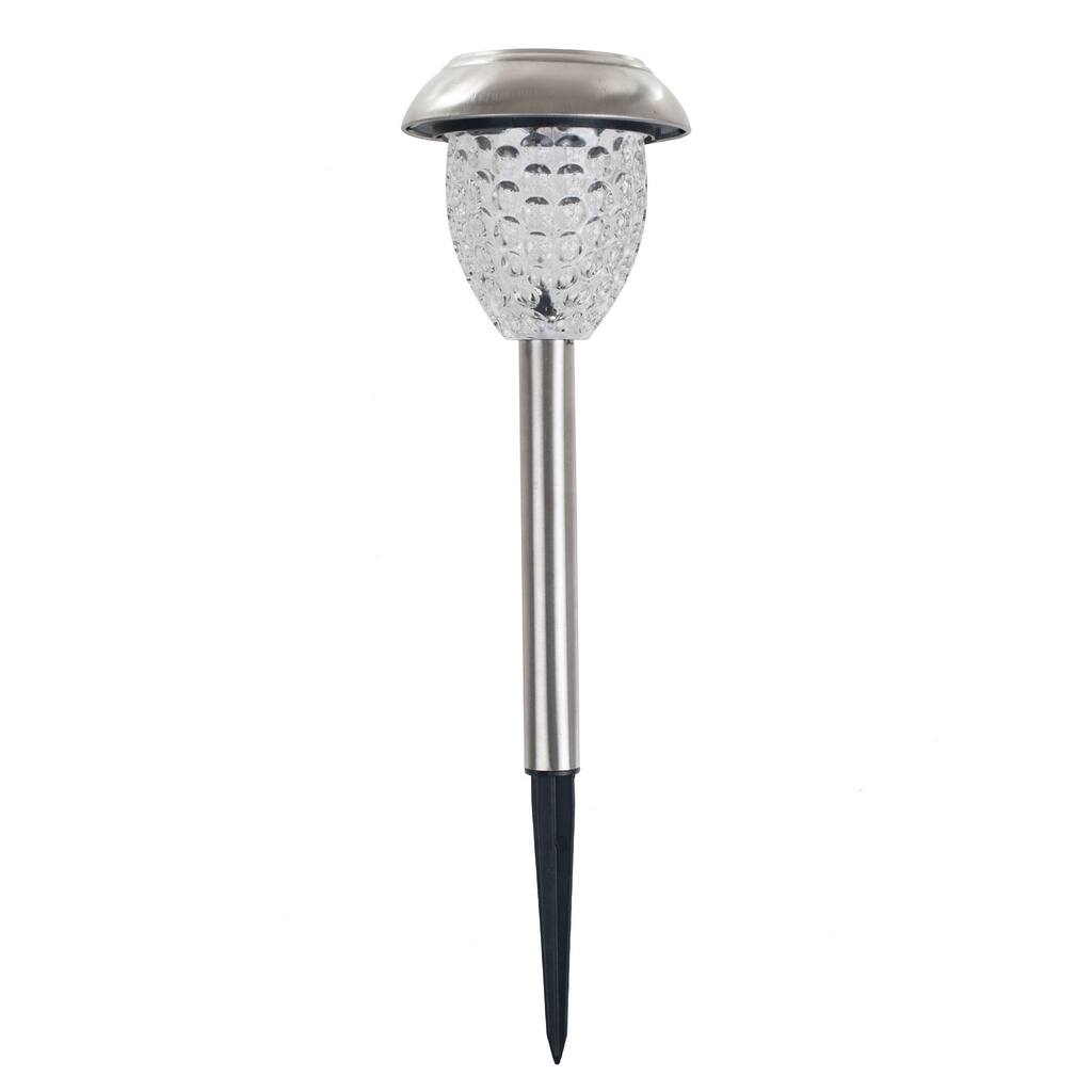 Pure Garden Glass Honeycomb Solar LED Pathway Lights Set of 12 - Silver