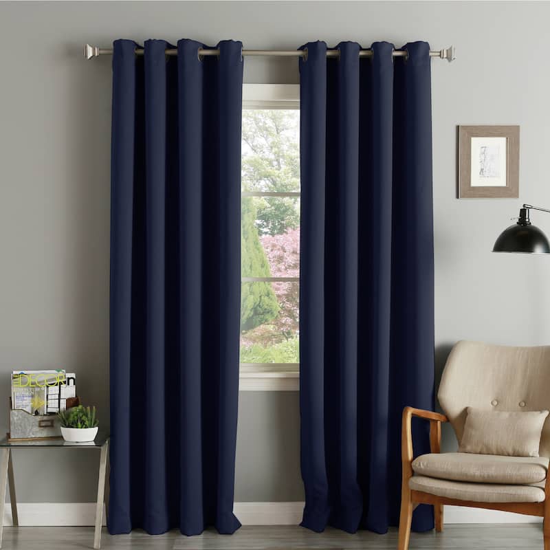 Aurora Home Thermal Insulated Blackout Curtain Panel Pair - 52"w x 90"l - Navy