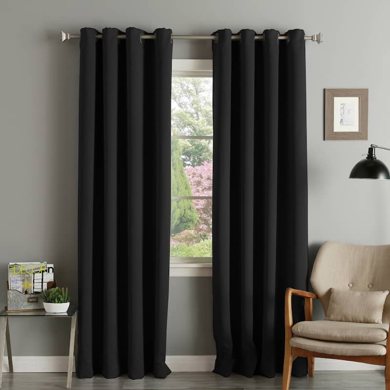 Aurora Home Thermal Insulated Blackout Curtain Panel Pair - 52"w x 90"l - Black