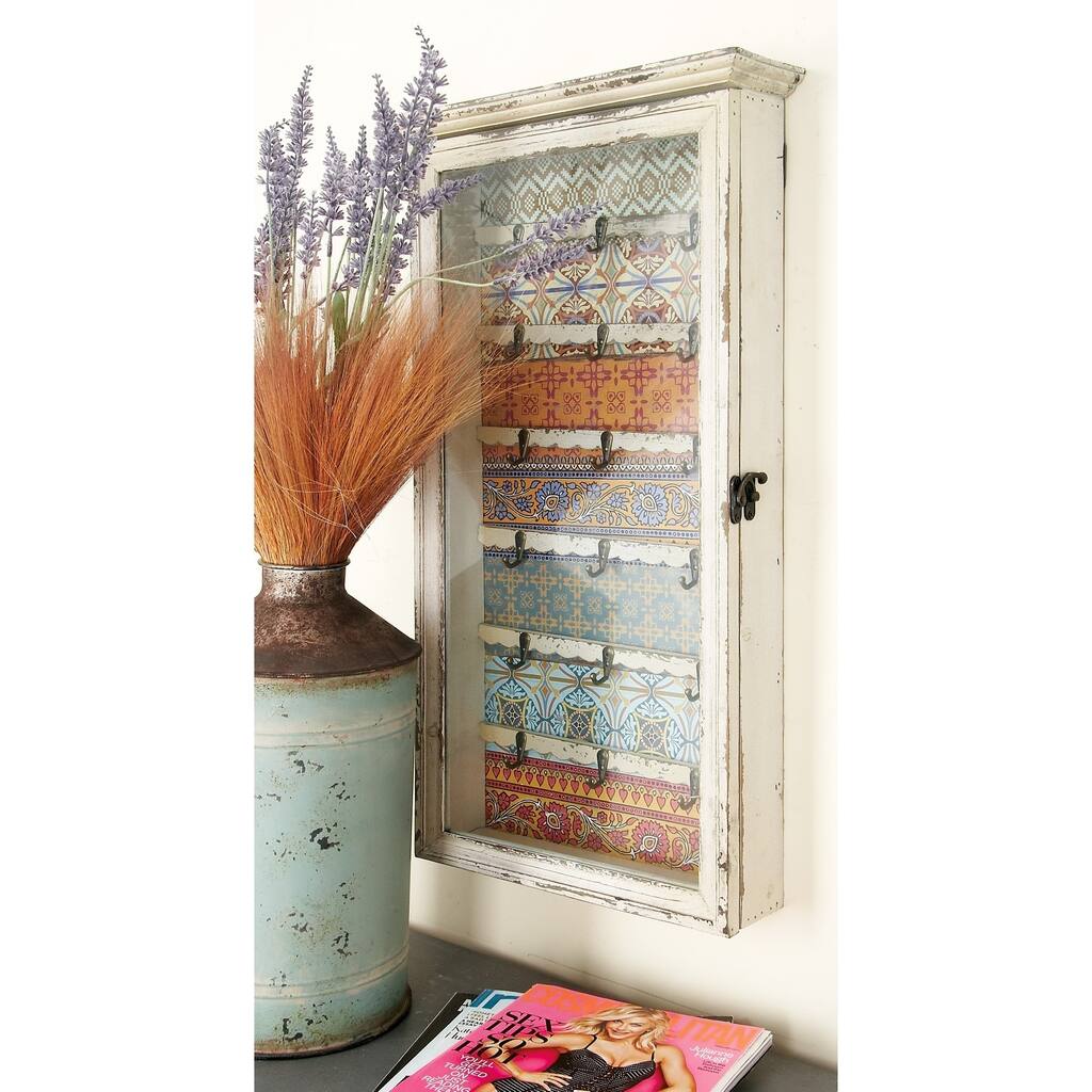Vintage Styled Wood Glass Key Cabinet
