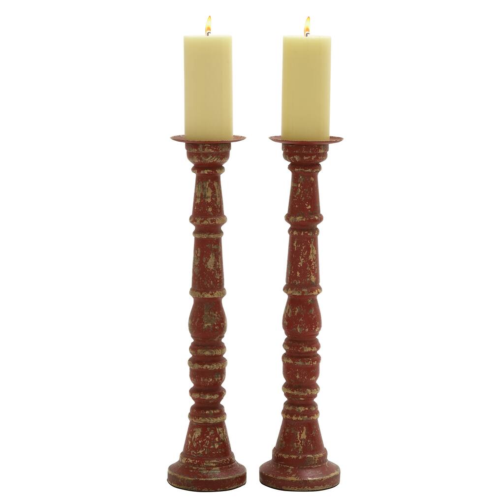 Classy Wood Metal Candle Holder (Set of 2)