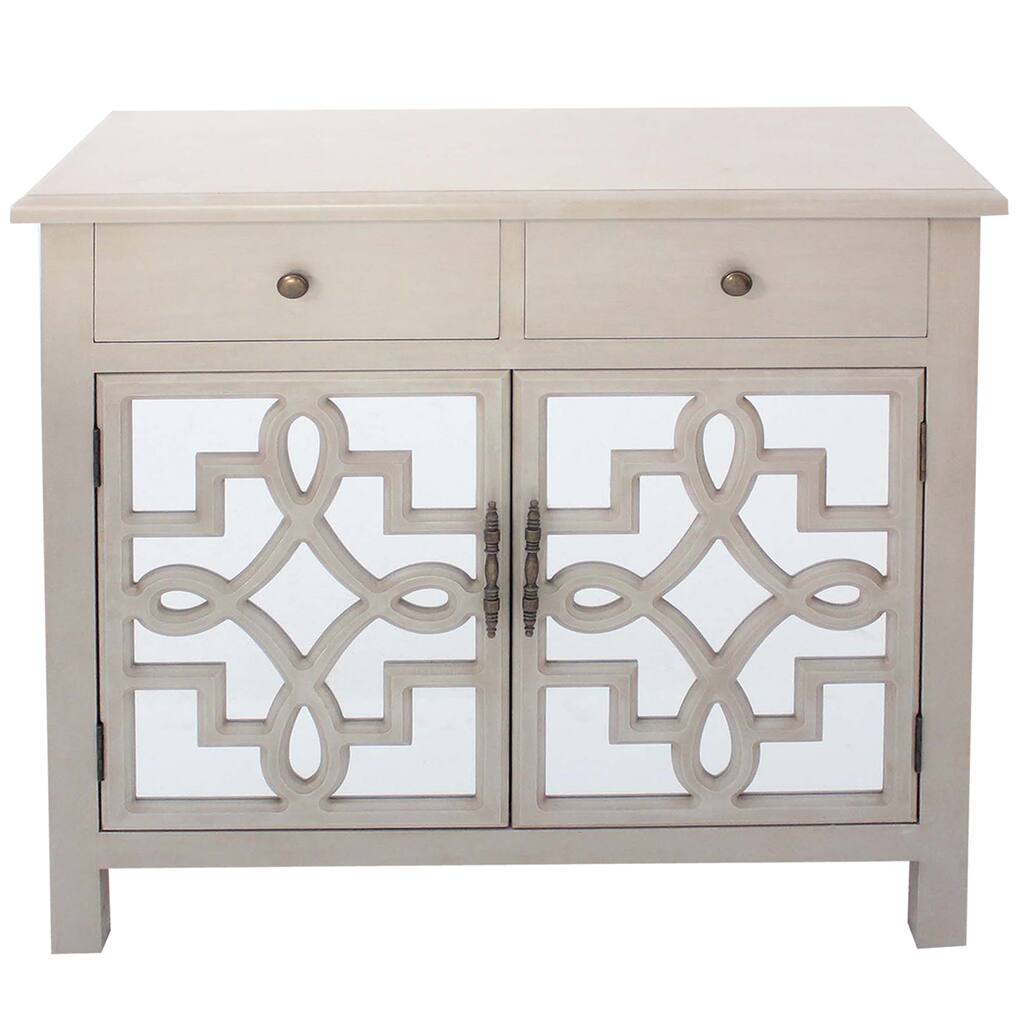 Crestview Coventry Two Door Antique White Mirrored Cabinet