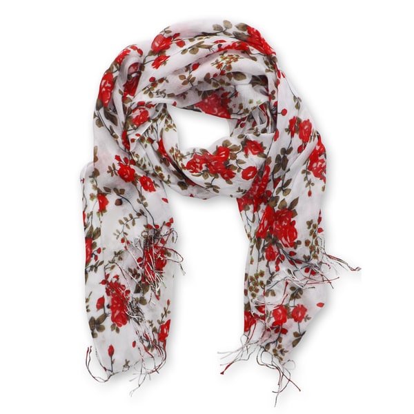 Peach Couture Vintage Inspired Floral Print Scarf