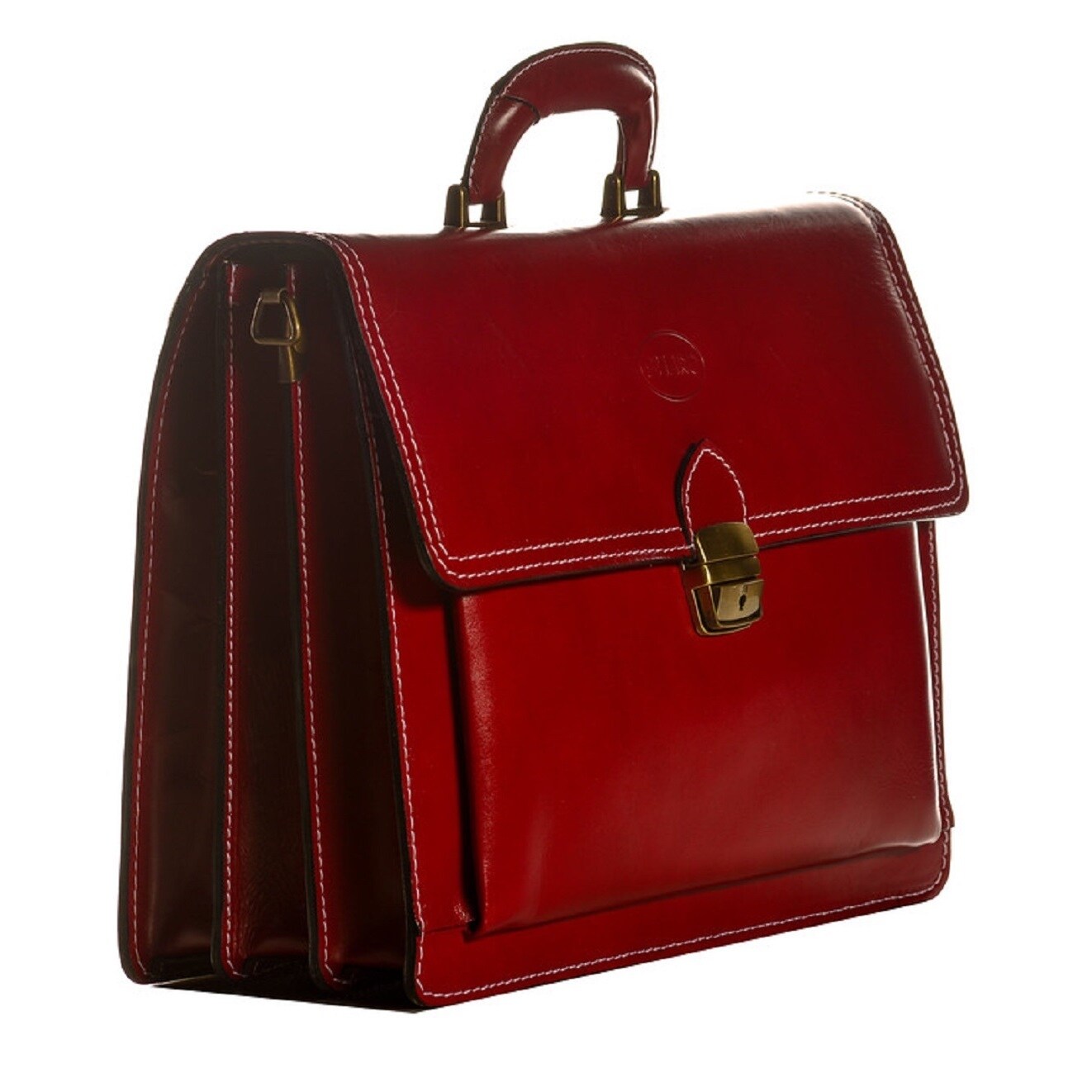 red leather laptop bag