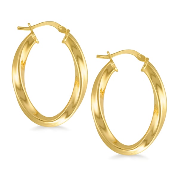 18k Gold Overlay Twisted Oval Hoop   17275784   Shopping