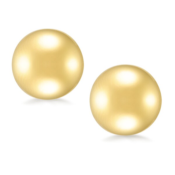 18k Gold Overlay 12mm Round Ball Stud Earrings On 18k Gold Overlay 12mm Round Ball Stud Earrings