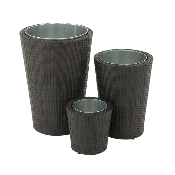 Enthralling Metal Rattan Planter (Set of 3)   17275808  