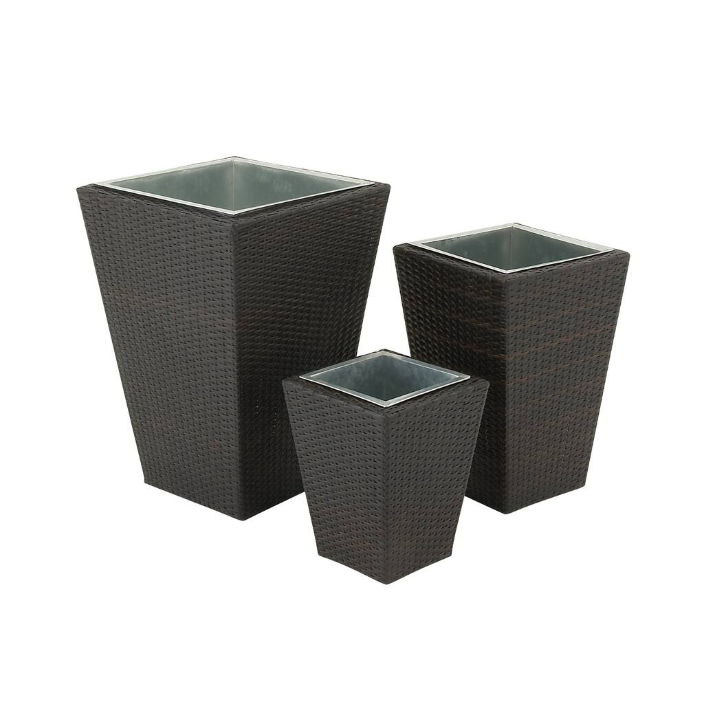 Sassy Metal Rattan Planter (Set of 3)