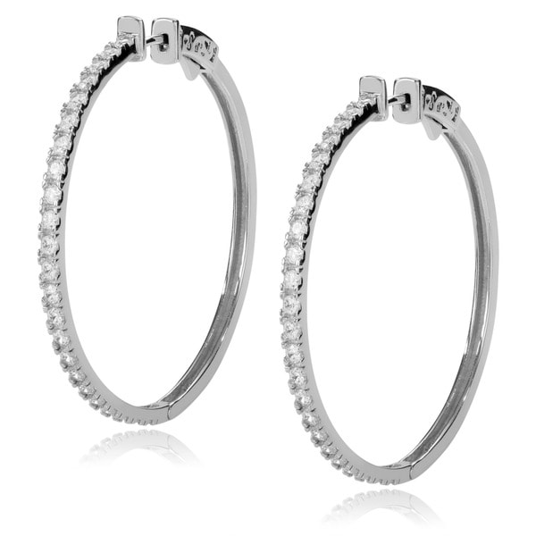 Journee Collection Sterling Silver Cubic Zirconia Hoop Earrings Journee Collection Sterling Silver Cubic Zirconia Hoop Earrings