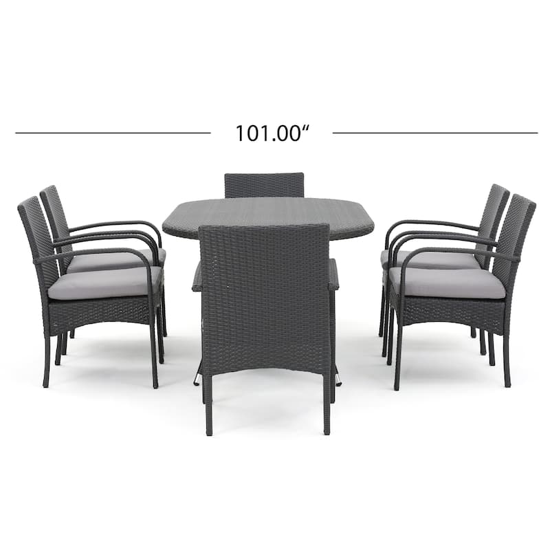 Anthony Outdoor 7-piece Wicker Dining Set with Cushions by Christopher Knight Home