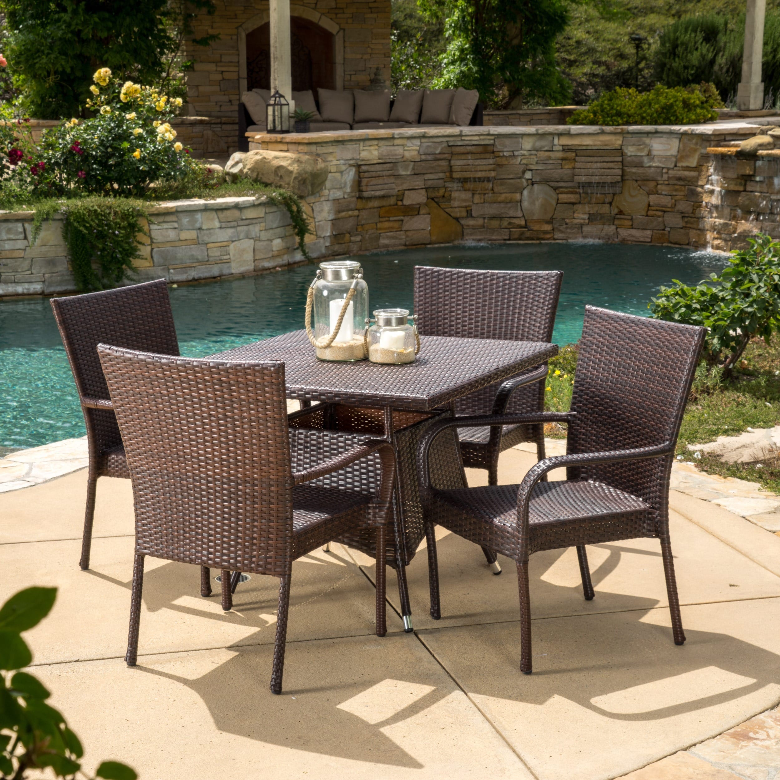 Wesley Outdoor 5-piece Wicker Dining Set by Christopher Knight Home | eBay