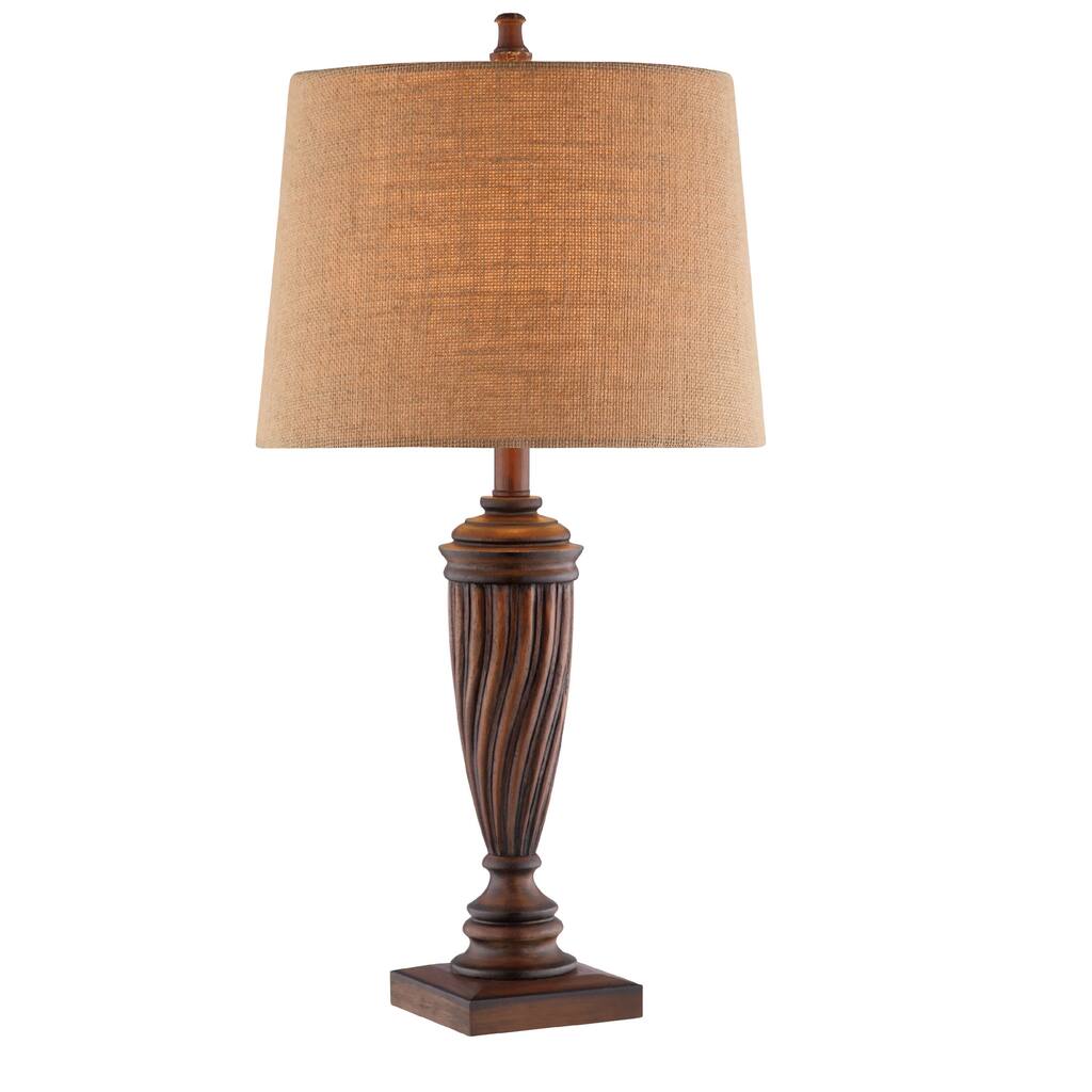 Mitchum Faux Wood Fluted Column Table Lamp
