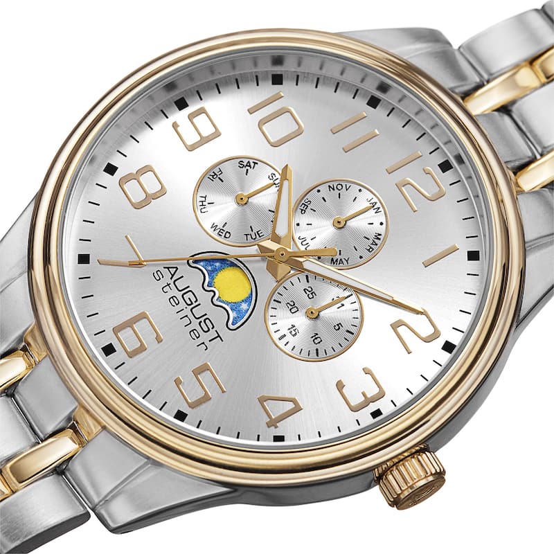 August Steiner Men's Quartz Multifunction Alloy Two-Tone Bracelet Watch
