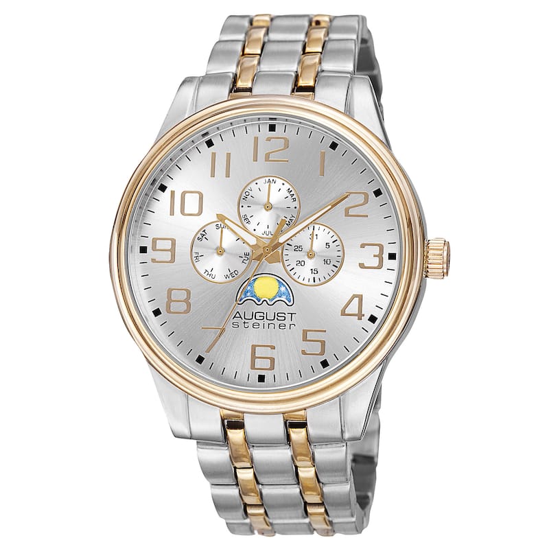 August Steiner Men's Quartz Multifunction Alloy Two-Tone Bracelet Watch