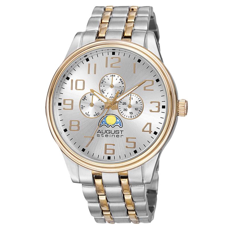 August Steiner Men's Quartz Multifunction Alloy Two-Tone Bracelet Watch