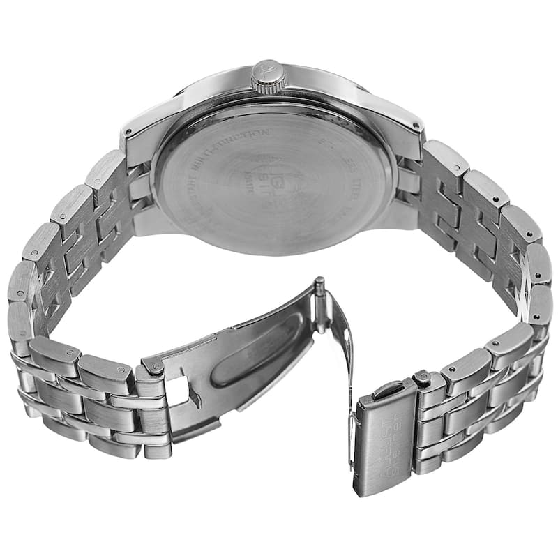 August Steiner Men's Quartz Multi-function Alloy Silver-Tone Bracelet Watch - silver
