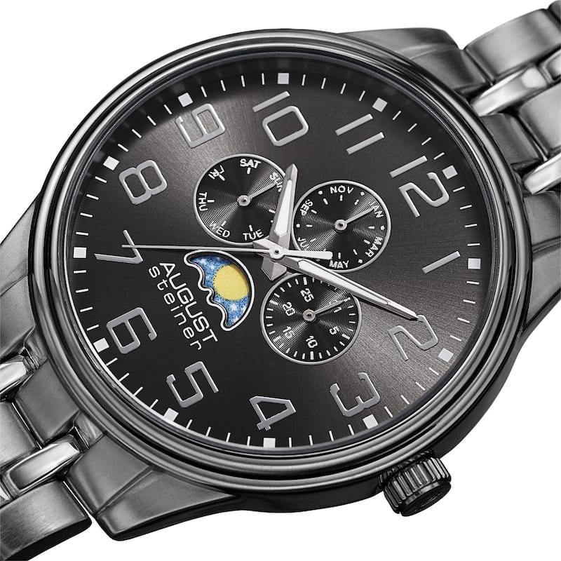 August Steiner Men's Quartz Multi-function Alloy Black Bracelet Watch