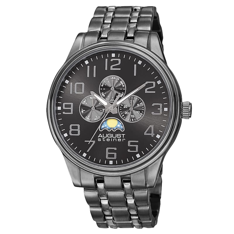 August Steiner Men's Quartz Multi-function Alloy Black Bracelet Watch