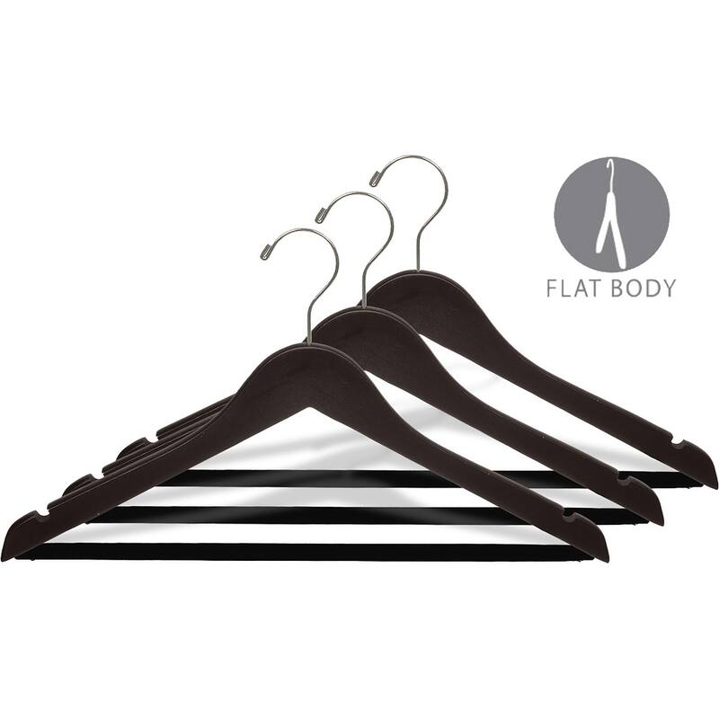 Espresso Finish Suit Hanger with Black Velvet Bar (Box of 50)