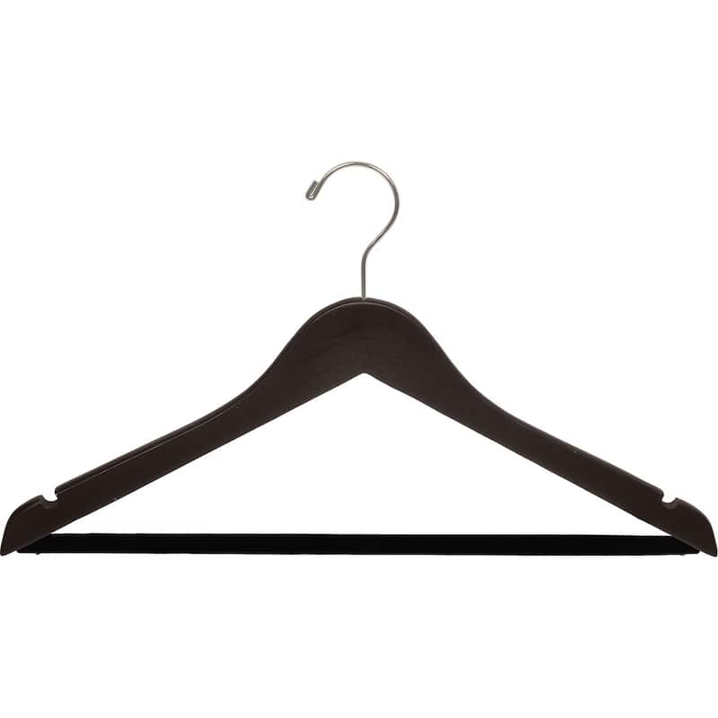 Espresso Finish Suit Hanger with Black Velvet Bar (Box of 50)