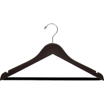 Espresso Finish Suit Hanger with Black Velvet Bar (Box of 50)