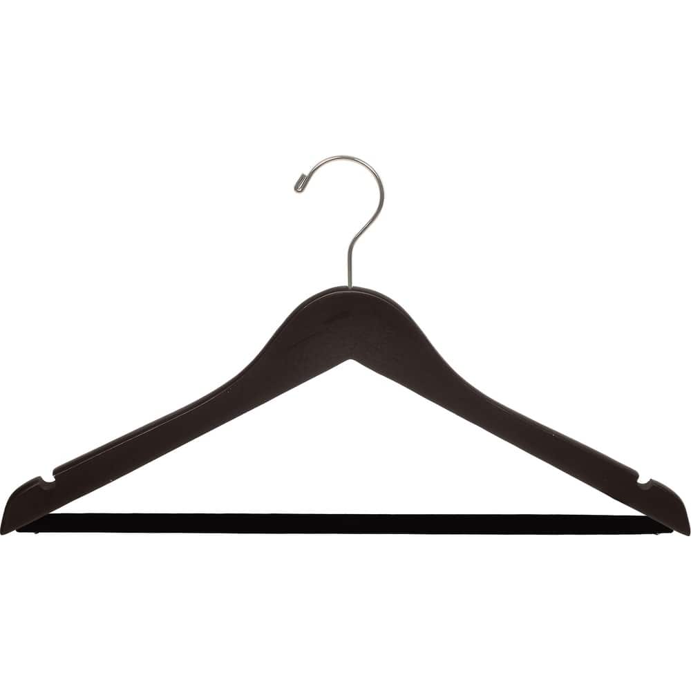 Espresso Finish Suit Hanger with Black Velvet Bar (Box of 50)