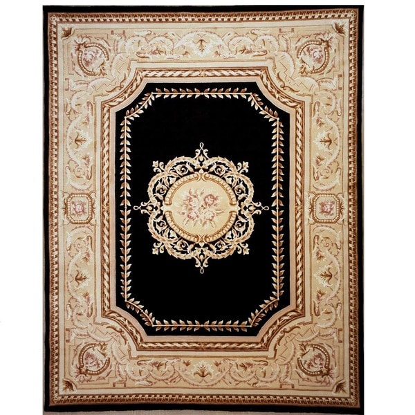 Black and Gold Hand-knotted Orleans Rug