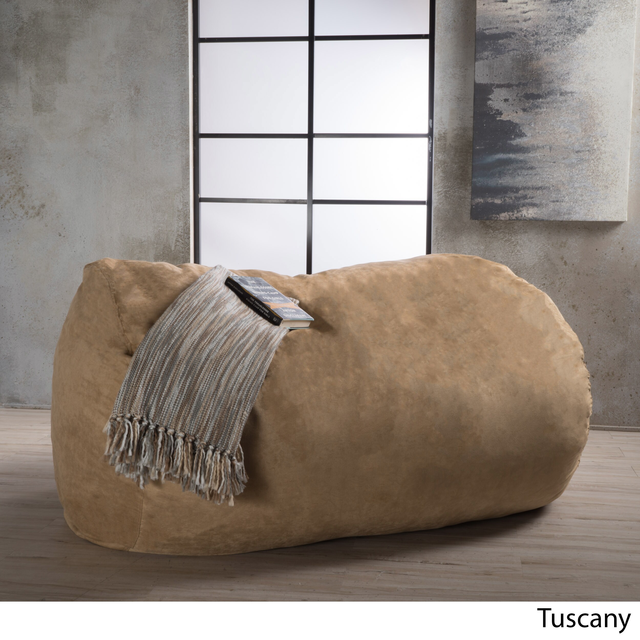 Asher Faux Suede 6 5 Foot Lounge Beanbag Chair By Christopher Knight Home