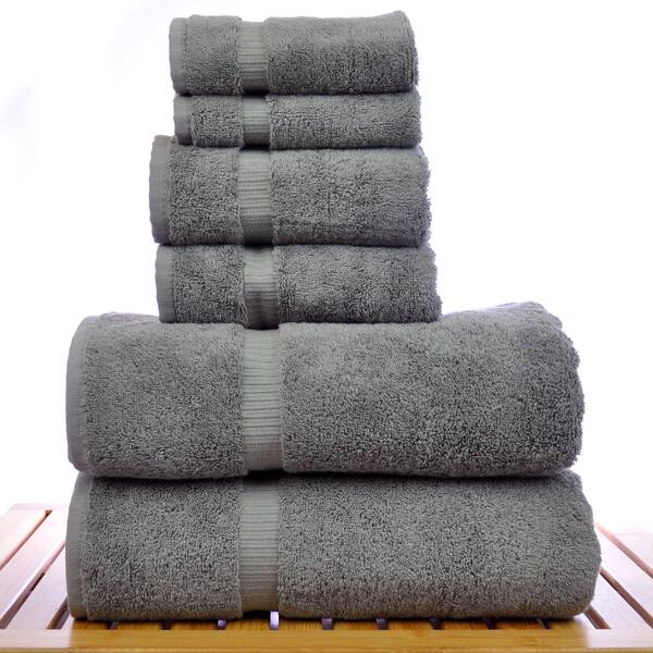 Superior 8pc Zero Twist Cotton Dobby Border Soft Towel Set ,Cranberry