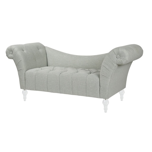 Jennifer Taylor Light Green Love Seat with Acrylic Legs  