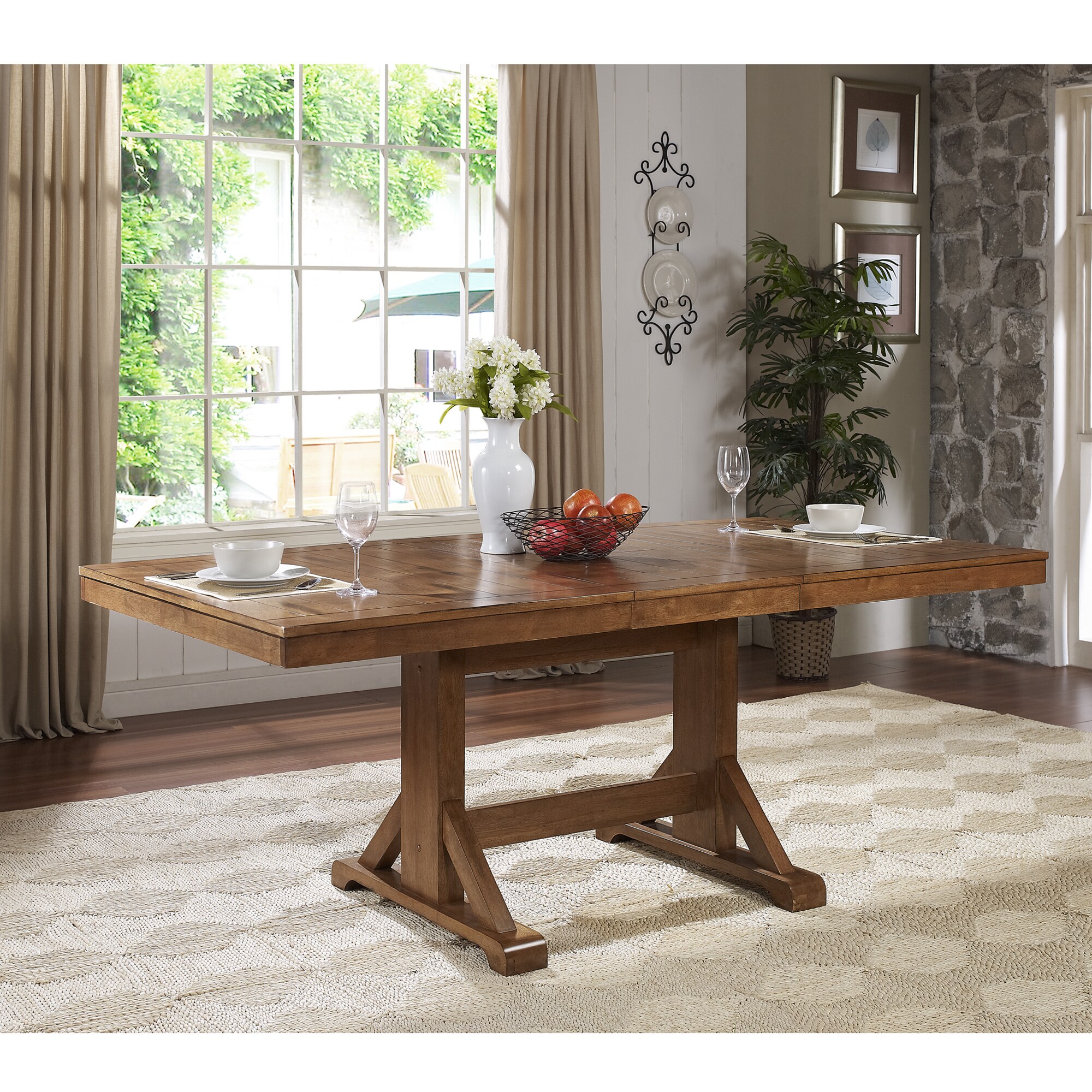 Shop Farmhouse Chic Antique Brown Wood Dining Table - Free Shipping On