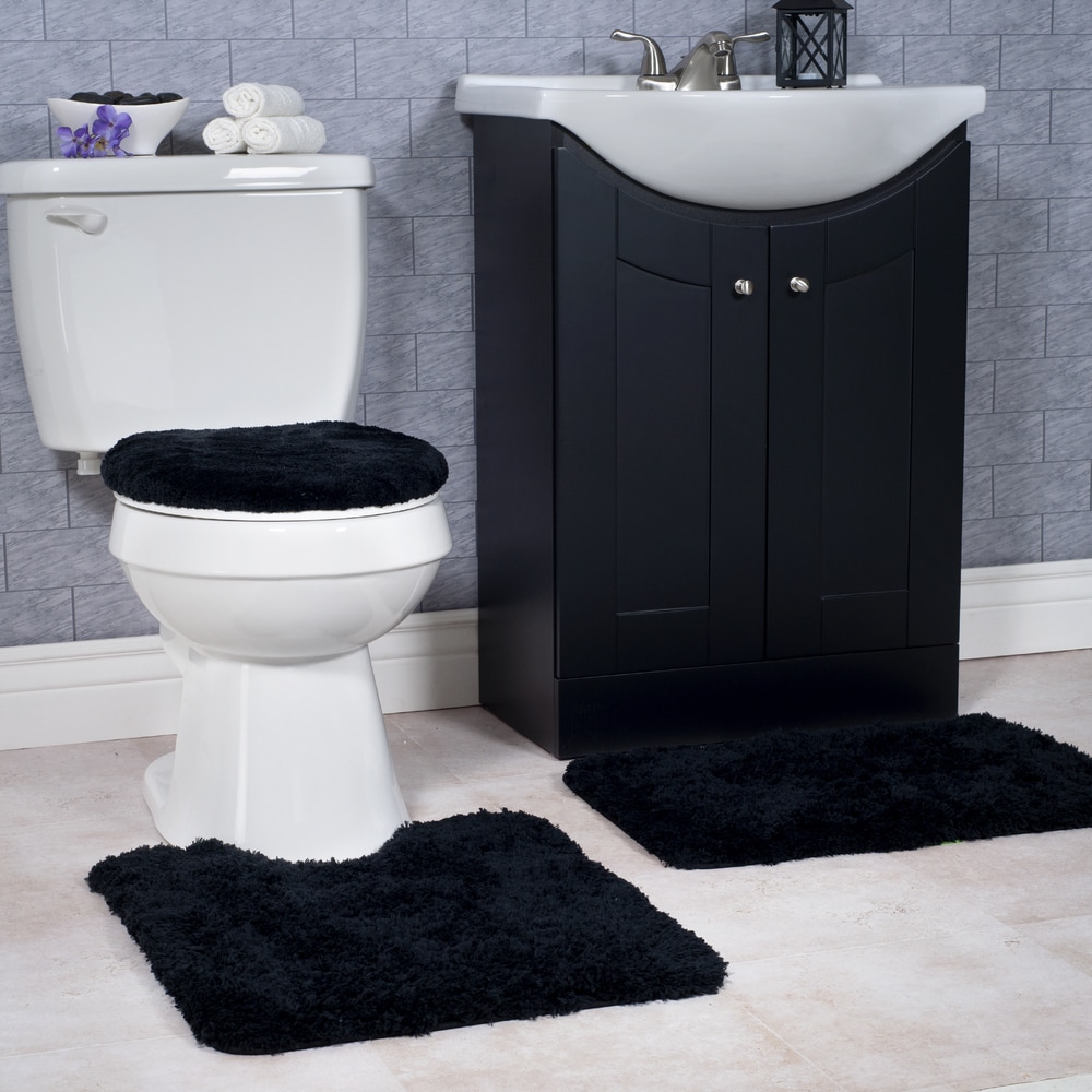 1pc/2pc/3pc Fluffy Bathroom Shaggy Rugs Toilet Lid Bathroom Decor