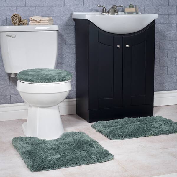 3-Piece Bathroom Rug Set – Non-Slip Bath Mat Set with Bath Rug, Contour Mat, and Toilet Lid Cover by Windsor Home