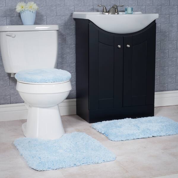 3-Piece Bathroom Rug Set – Non-Slip Bath Mat Set with Bath Rug, Contour Mat, and Toilet Lid Cover by Windsor Home