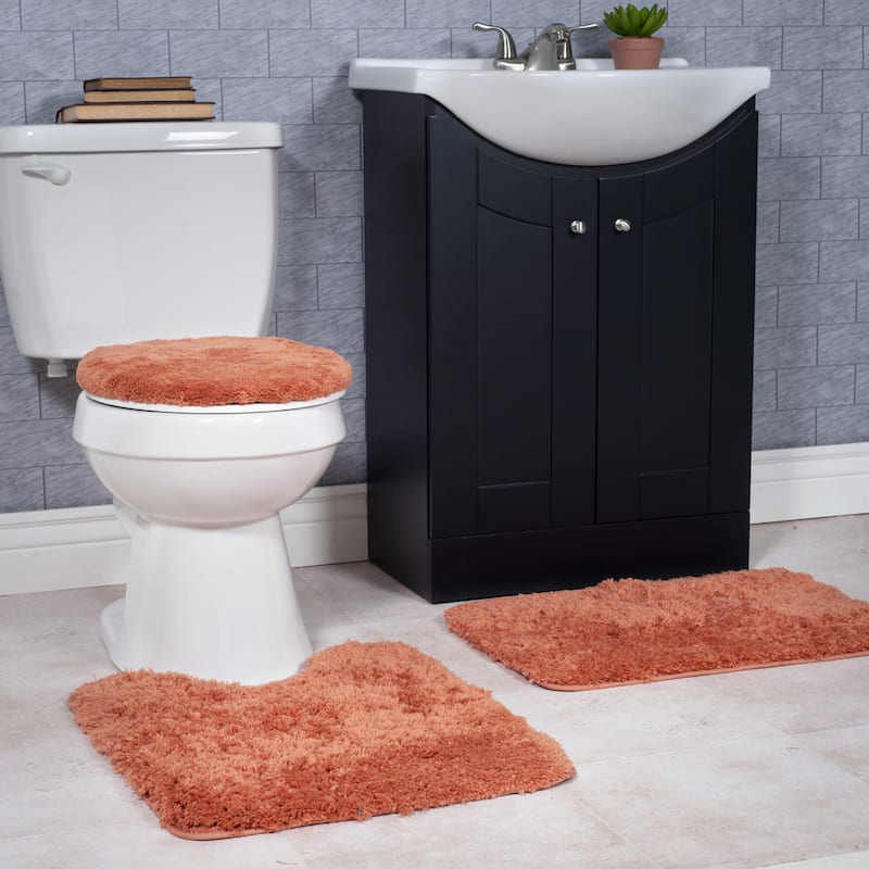 3-Piece Bathroom Rug Set – Non-Slip Bath Mat Set with Bath Rug, Contour Mat, and Toilet Lid Cover by Windsor Home