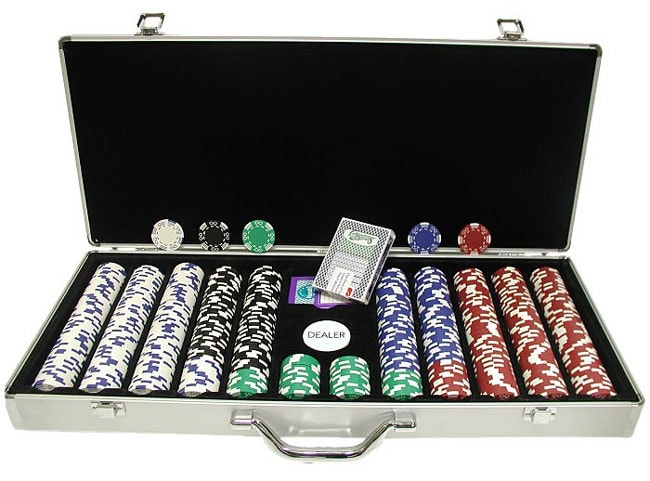 poker chip set with aluminum case