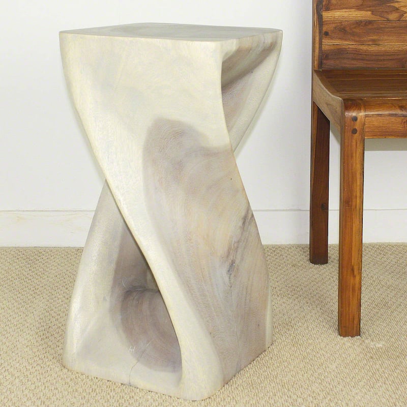 Haussmann® Original Wood Twist Stool 12 X 12 X 23 In High Grey Oil - 12 x 12 x 23