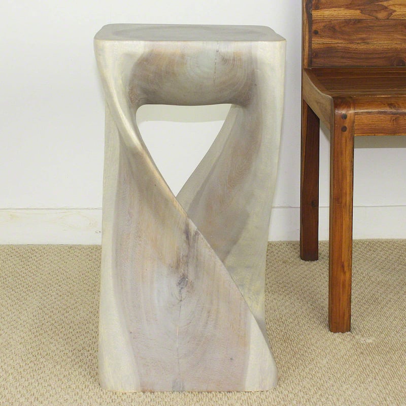 Haussmann® Original Wood Twist Stool 12 X 12 X 23 In High Grey Oil - 12 x 12 x 23