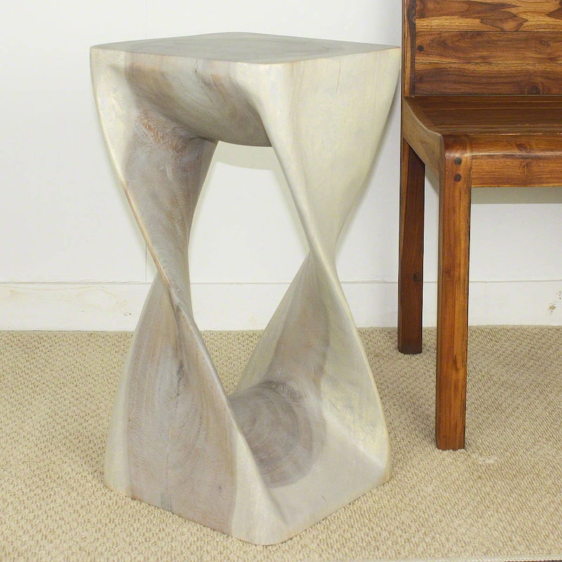 Haussmann® Original Wood Twist Stool 12 X 12 X 23 In High Grey Oil - 12 x 12 x 23