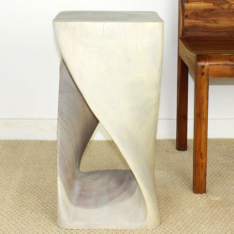Haussmann® Original Wood Twist Stool 12 X 12 X 23 In High Grey Oil - 12 x 12 x 23