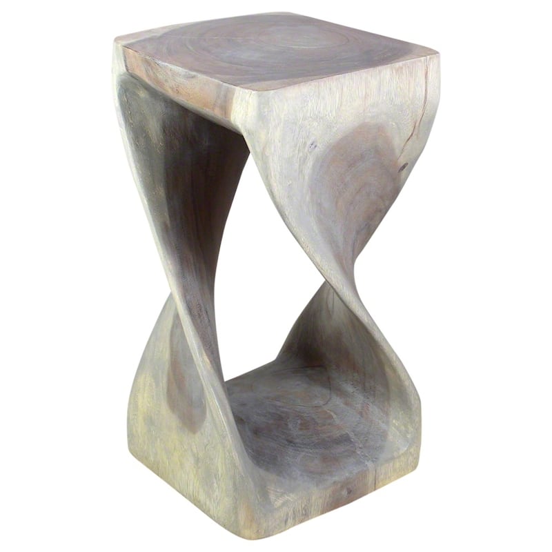 Haussmann® Original Wood Twist Stool 12 X 12 X 23 In High Grey Oil - 12 x 12 x 23