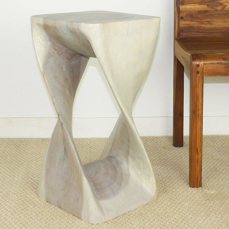Haussmann® Original Wood Twist Stool 12 X 12 X 23 In High Grey Oil - 12 x 12 x 23