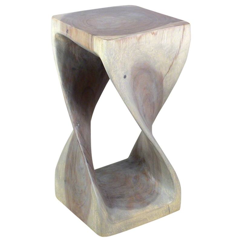 Haussmann® Original Wood Twist Stool 12 X 12 X 23 In High Grey Oil - 12 x 12 x 23