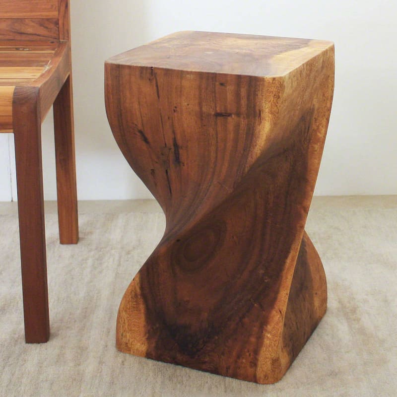 Haussmann® Big Twist Wood Stool Table 12 in SQ x 20 in H Walnut Oil - 12" x 12" x 20"