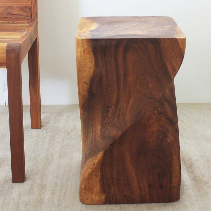 Haussmann® Big Twist Wood Stool Table 12 in SQ x 20 in H Walnut Oil - 12" x 12" x 20"