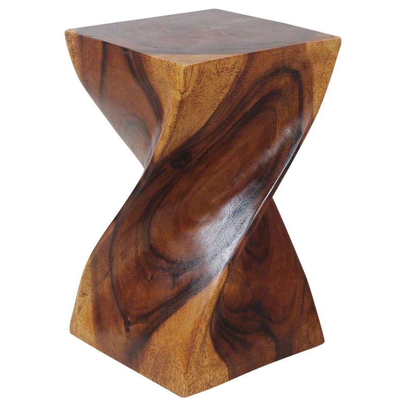 Haussmann® Big Twist Wood Stool Table 12 in SQ x 20 in H Walnut Oil - 12" x 12" x 20"
