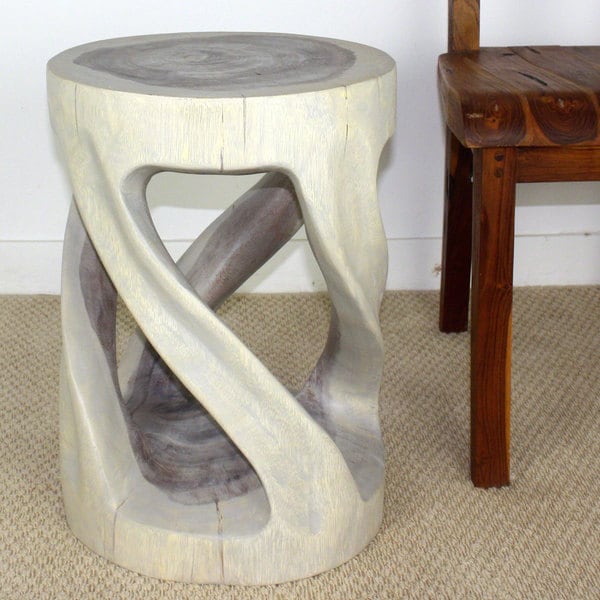 Round Wild Twisted Vine Agate Grey Oil Stool (Thailand)   17276470