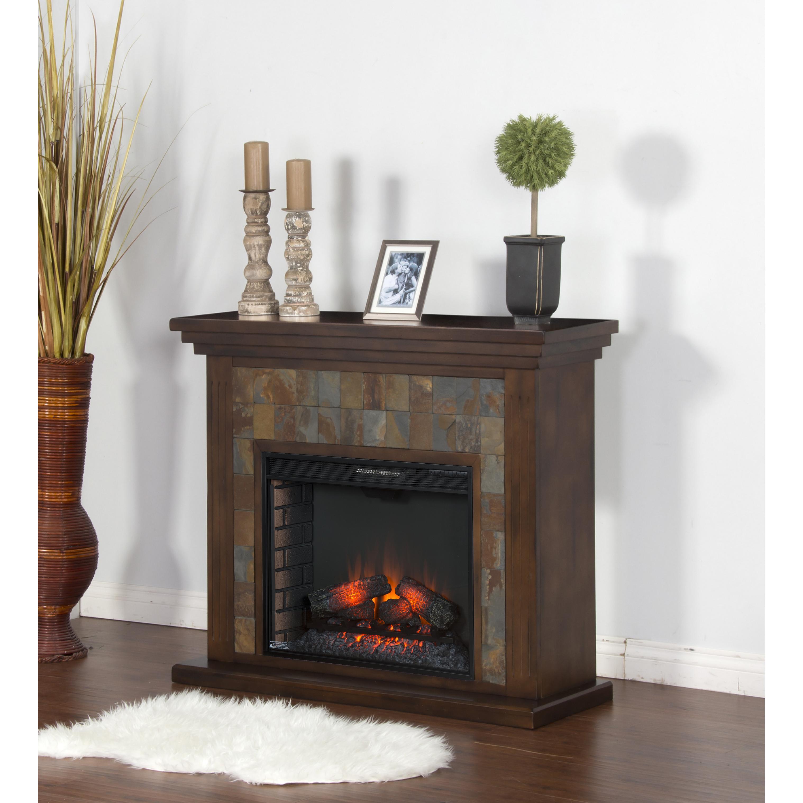 Real Flame Chateau Dark Walnut Corner Electric Indoor Fireplace